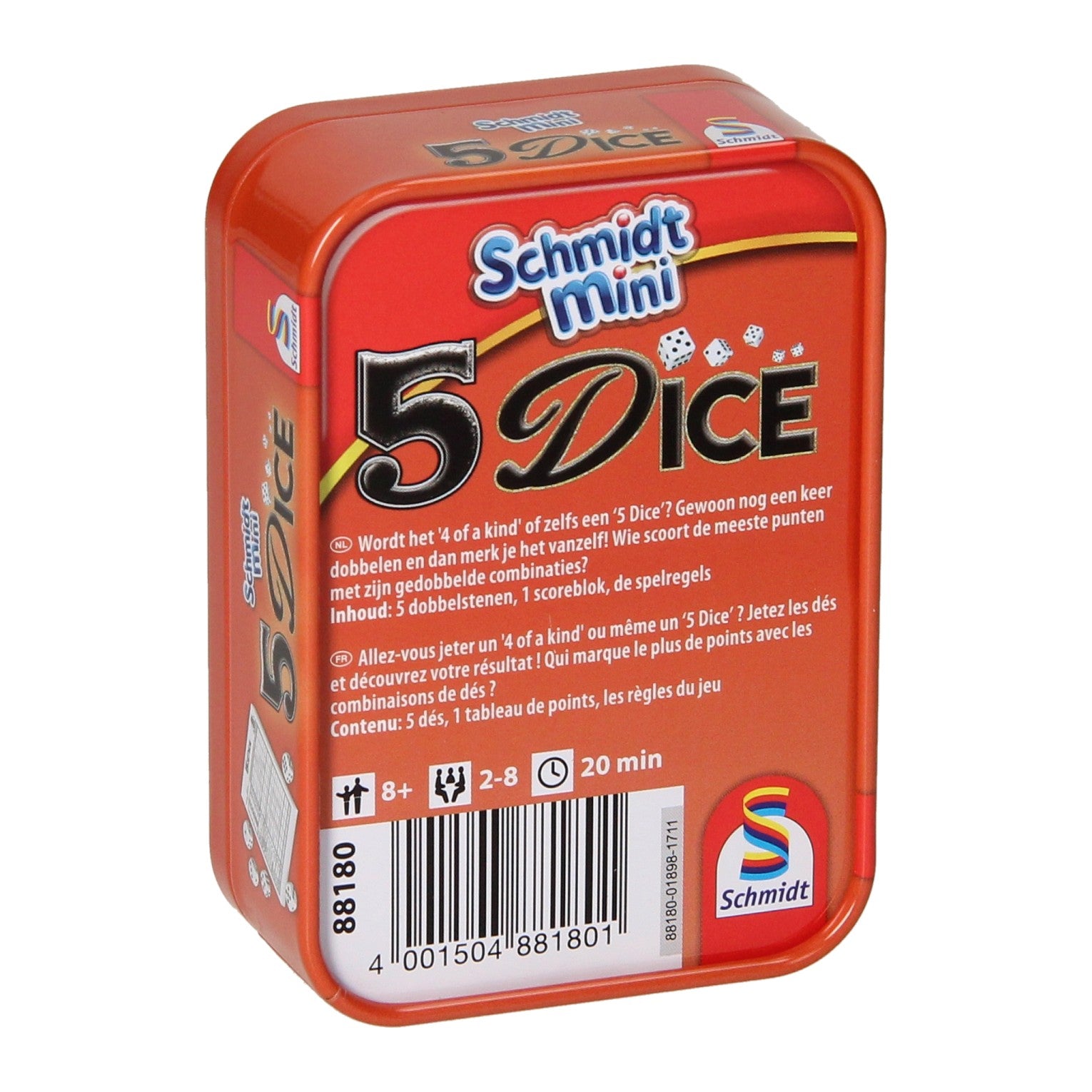 999games schmidt 5 dice dobbelspel in blik