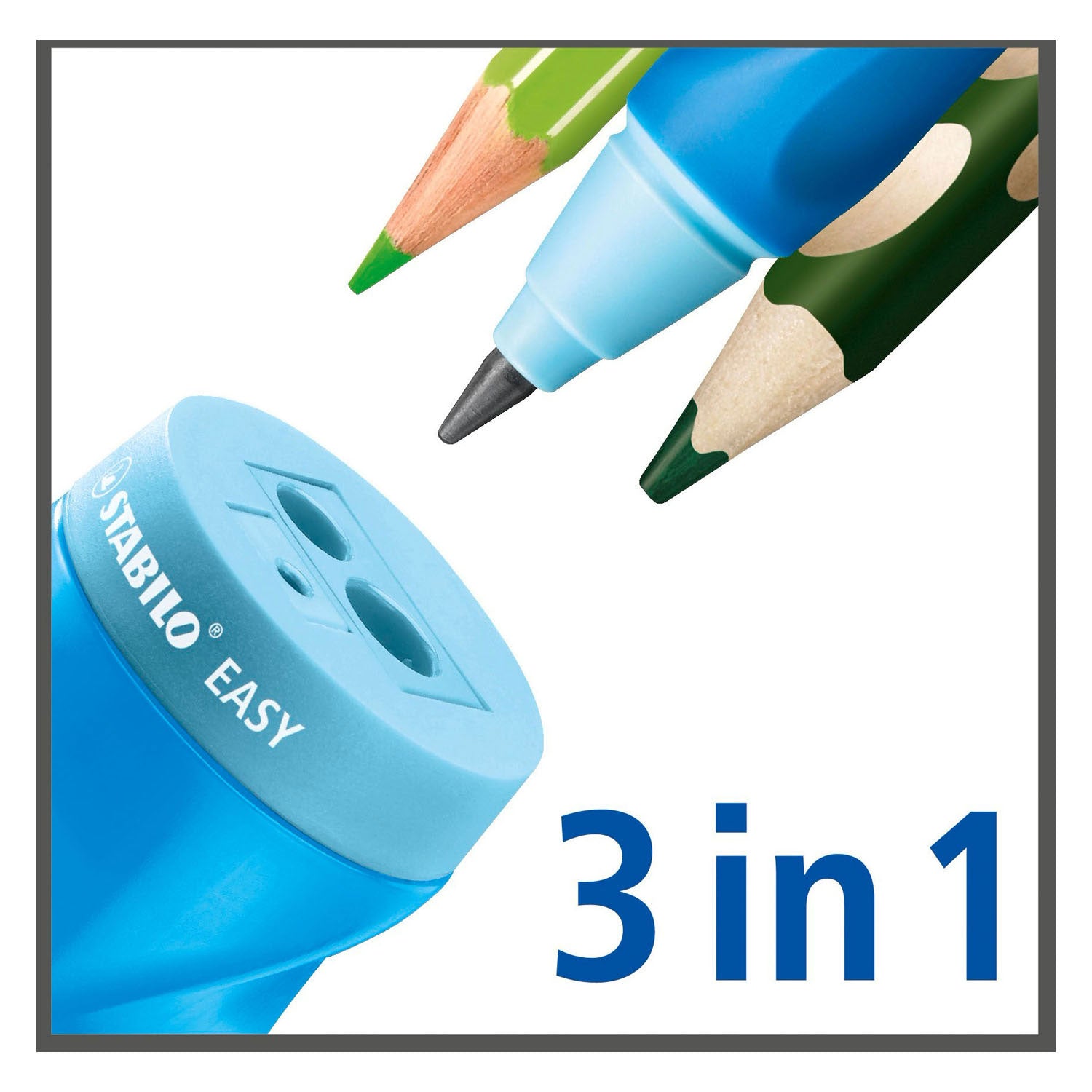 Stabilo easysharpener - 3 in 1 puntenslijper - rechts blauw