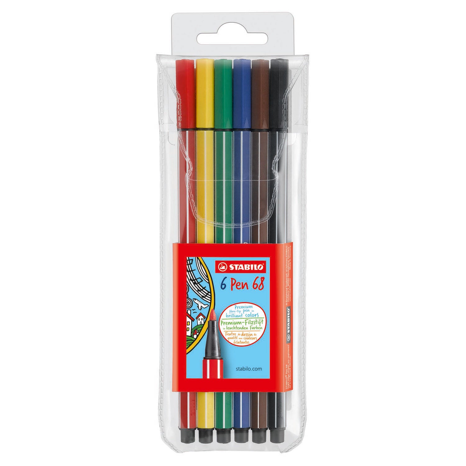 Stabilo viltstift premium pen 68 1 mm verschillende kleuren 6 stuks