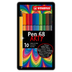 Stabilo pen 68 - viltstift - metalen doos met 10 stuks