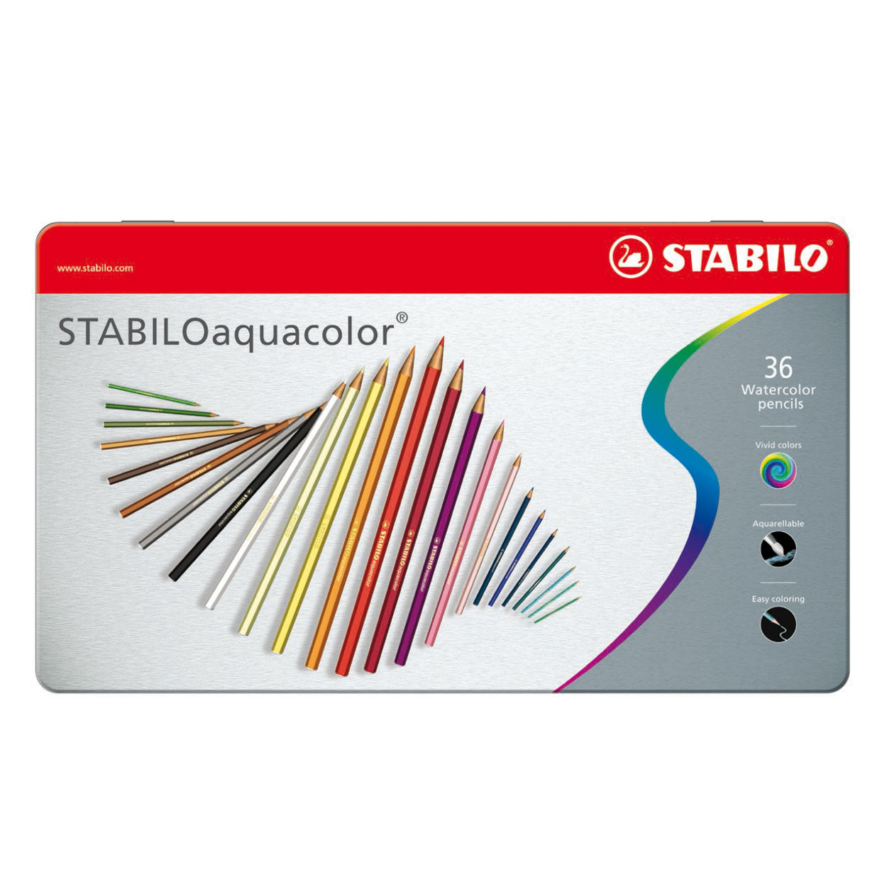 Stabilo aquacolor - aquarel kleurpotlood - metalen set 36 st.