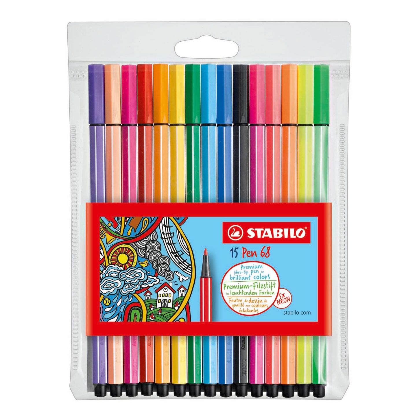 Stabilo pen 68 - viltstift - set met 15 stuks