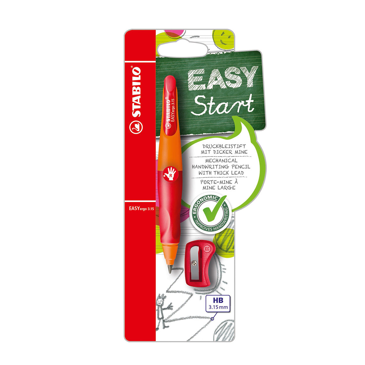 Stabilo easyergo 3.15 - ergonomisch vulpotlood - rechtshandig - rood
