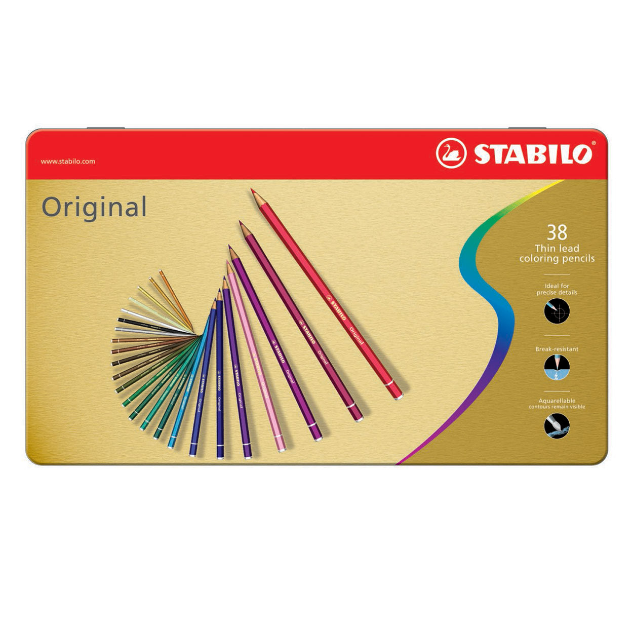 Stabilo original - kleurpotlood met dunne kern - metalen set 38 st.
