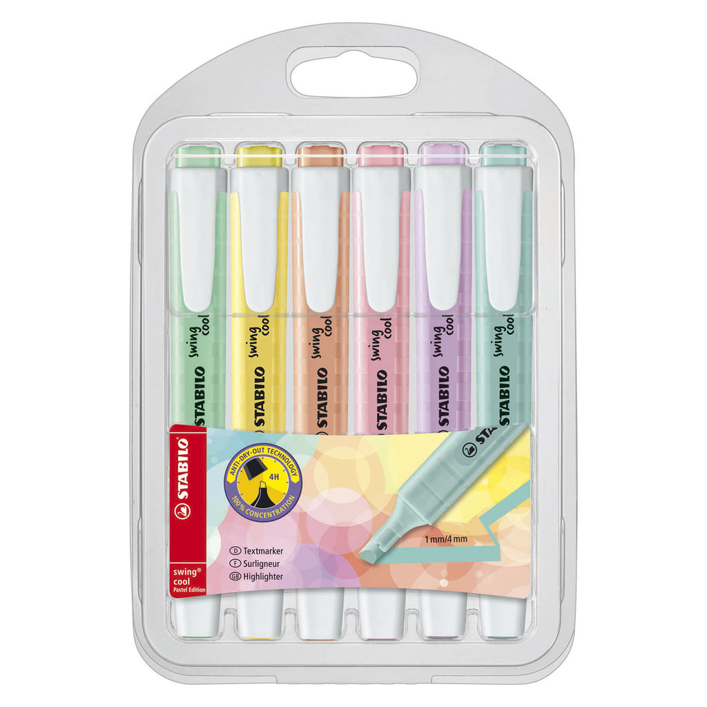 Stabilo swing cool pastel - markeerstift - set met 6 stuks
