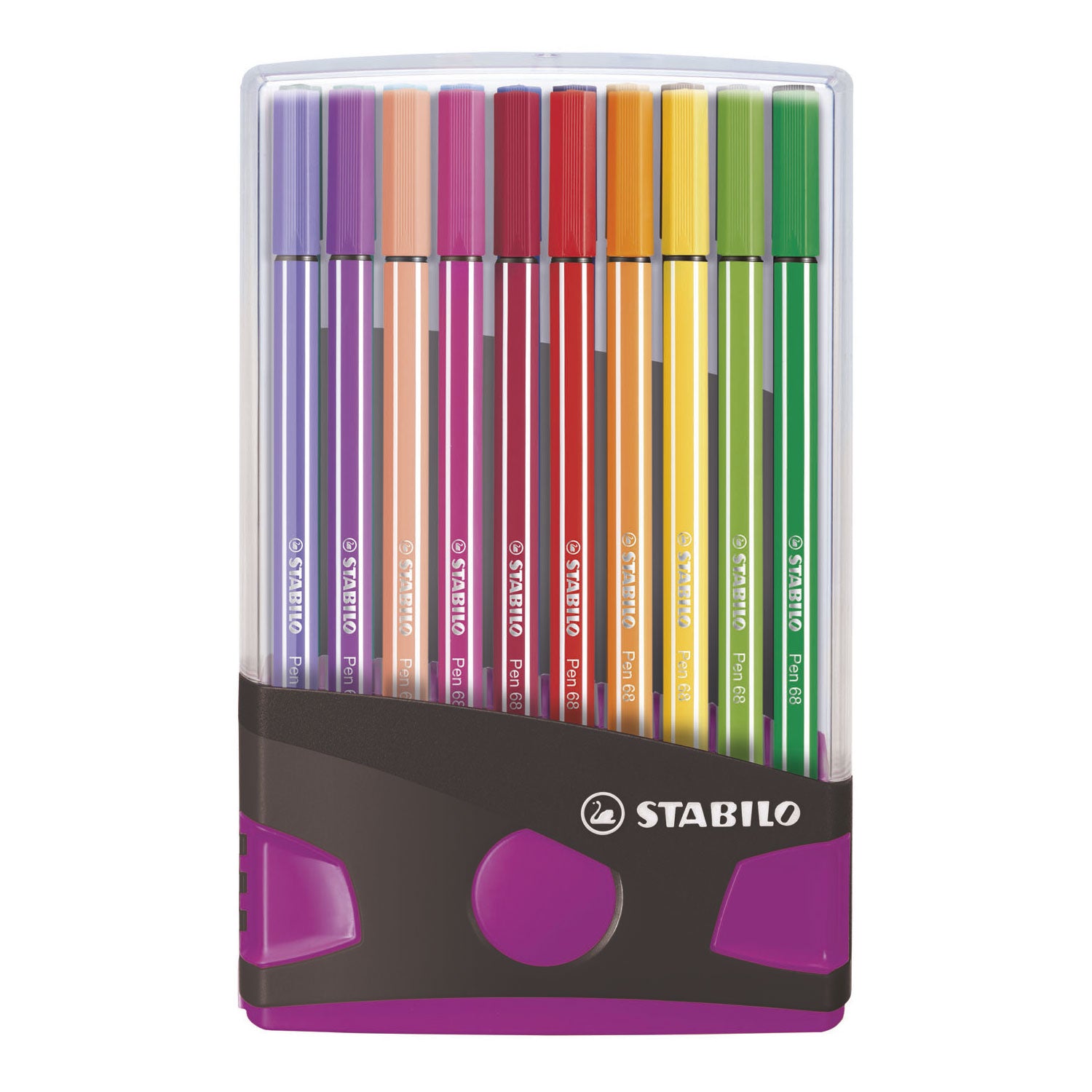 Stabilo pen 68 in 20 kleuren antraciet roze
