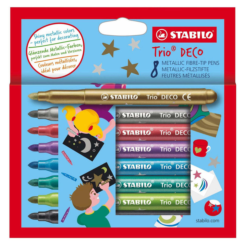 Stabilo trio deco - metallic viltstift - etui met 8 stuks