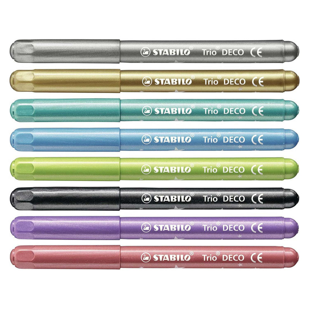 Stabilo trio deco - metallic viltstift - etui met 8 stuks