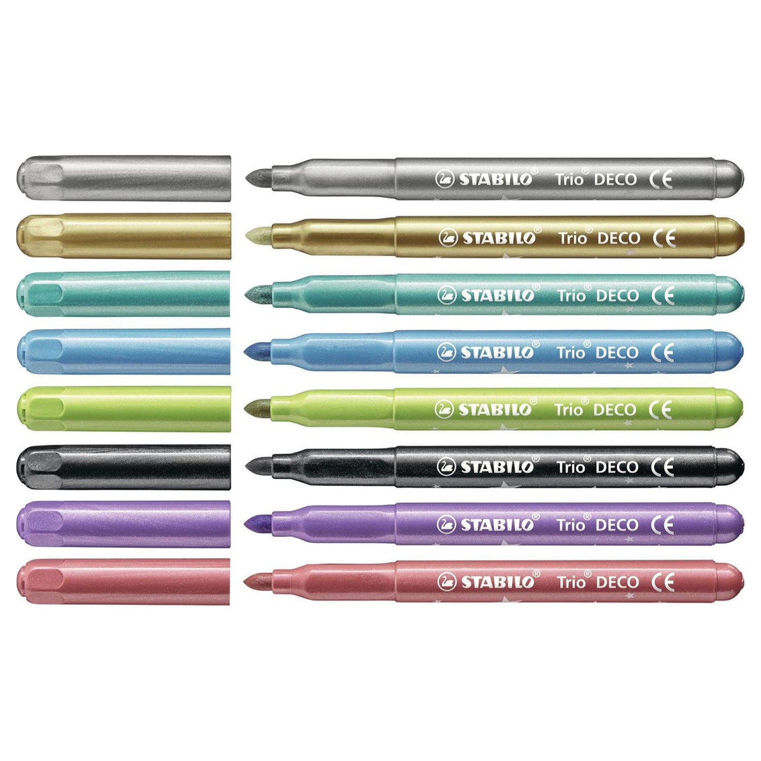 Stabilo trio deco - metallic viltstift - etui met 8 stuks