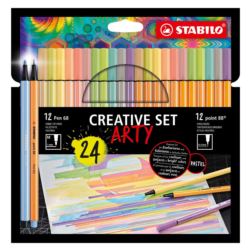 Stabilo creative set - pen 68 point 88 pastel - arty - combi etui 24 stuks