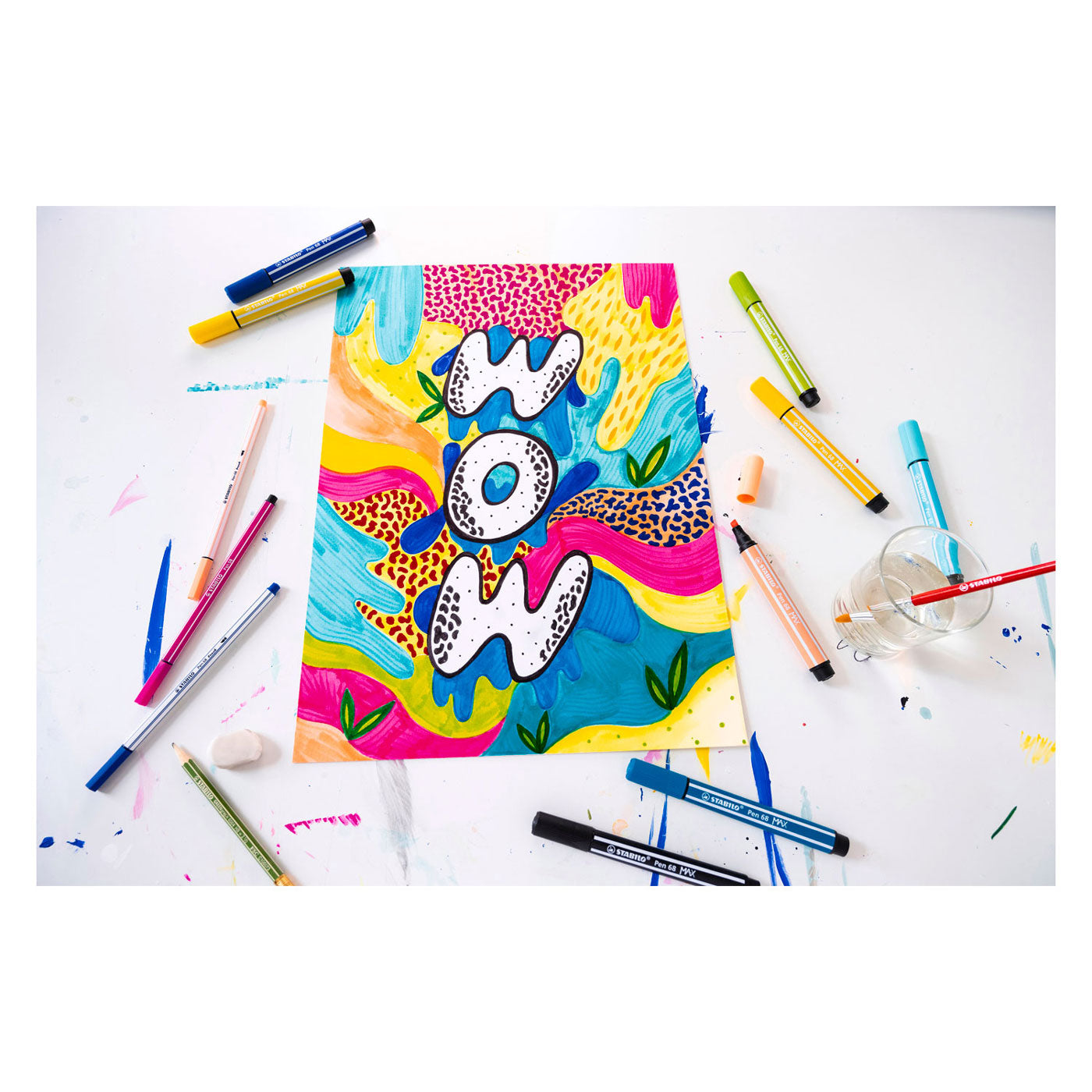 Stabilo pen 68 max - viltstift met dikke beitelpunt - azuurblauw