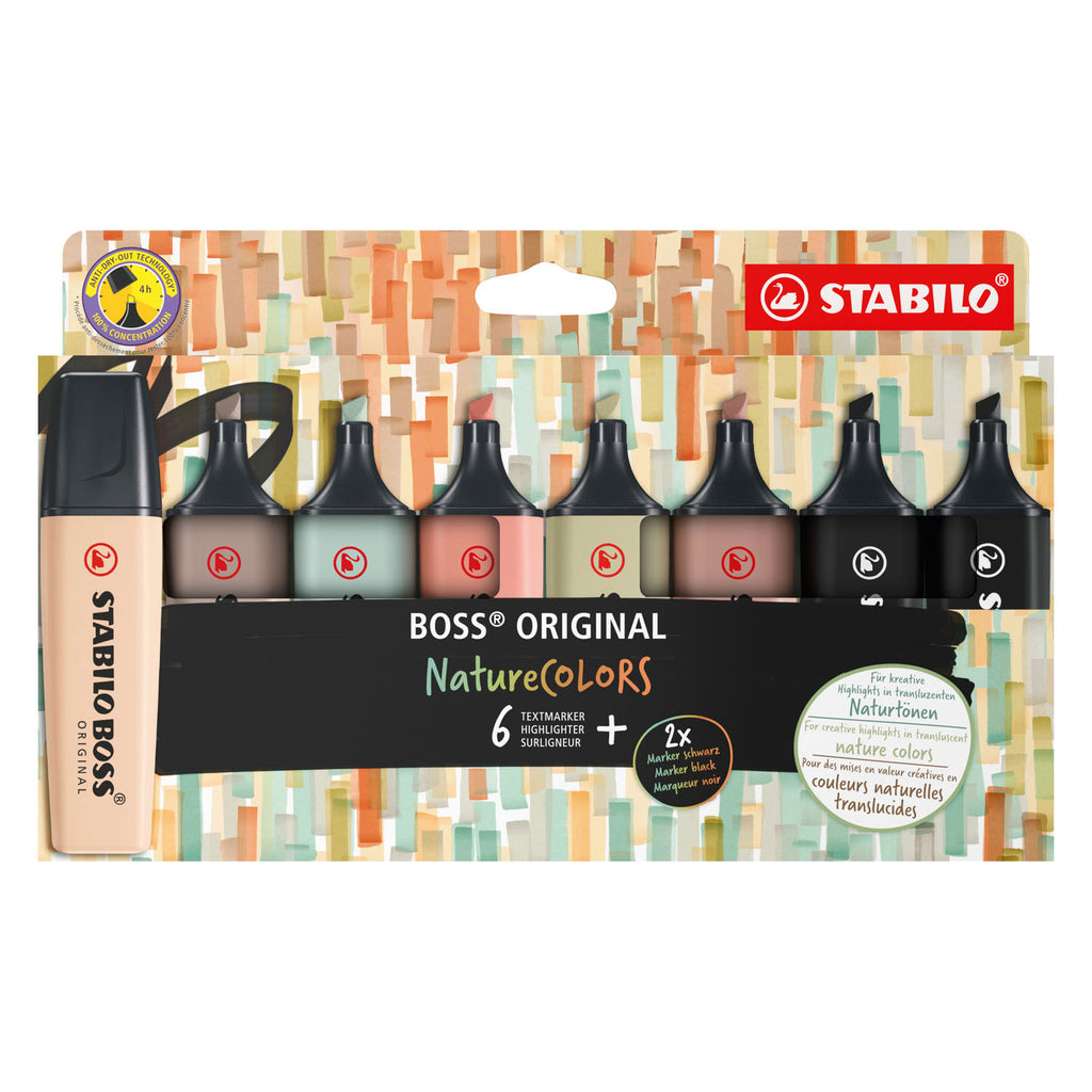stabilo boss original - markeerstift - set 8 stuks - naturecolors