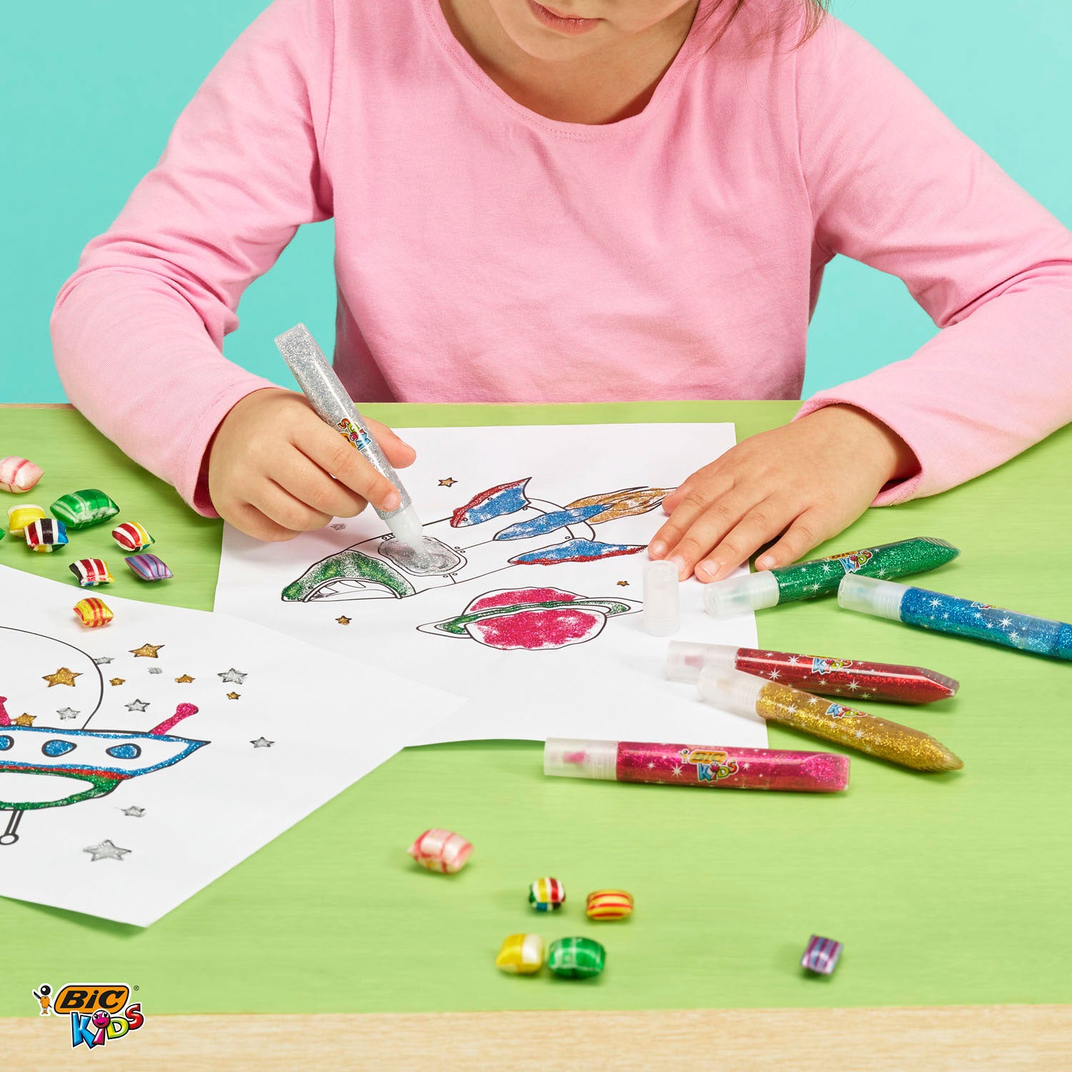 Bic kids glitterlijm metallic, 6st.