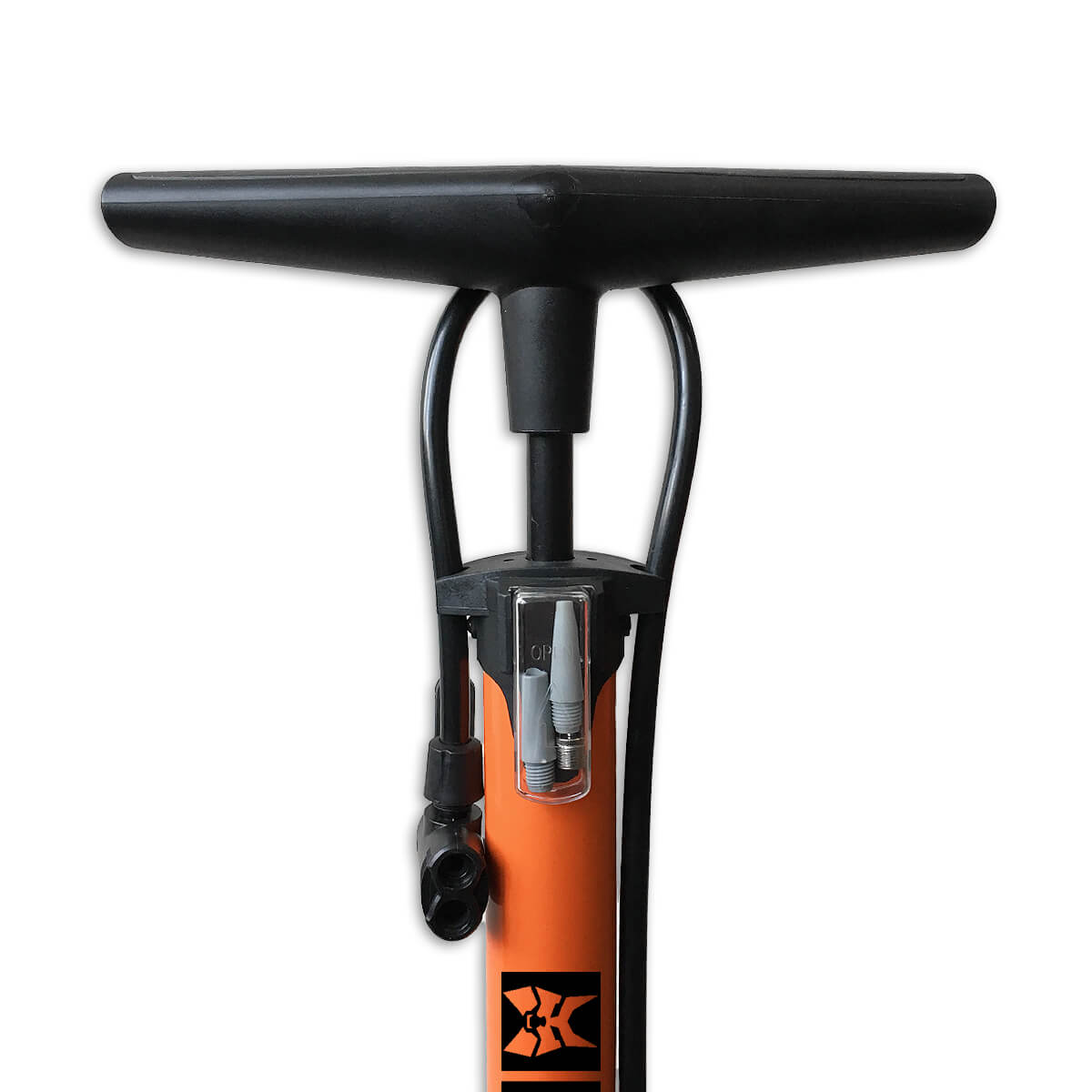 fietspomp met manometer 6 Bar oranje