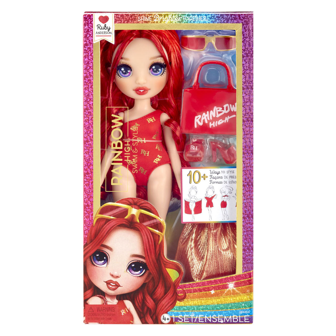 Mga rainbow high swim style modepop ruby (red)