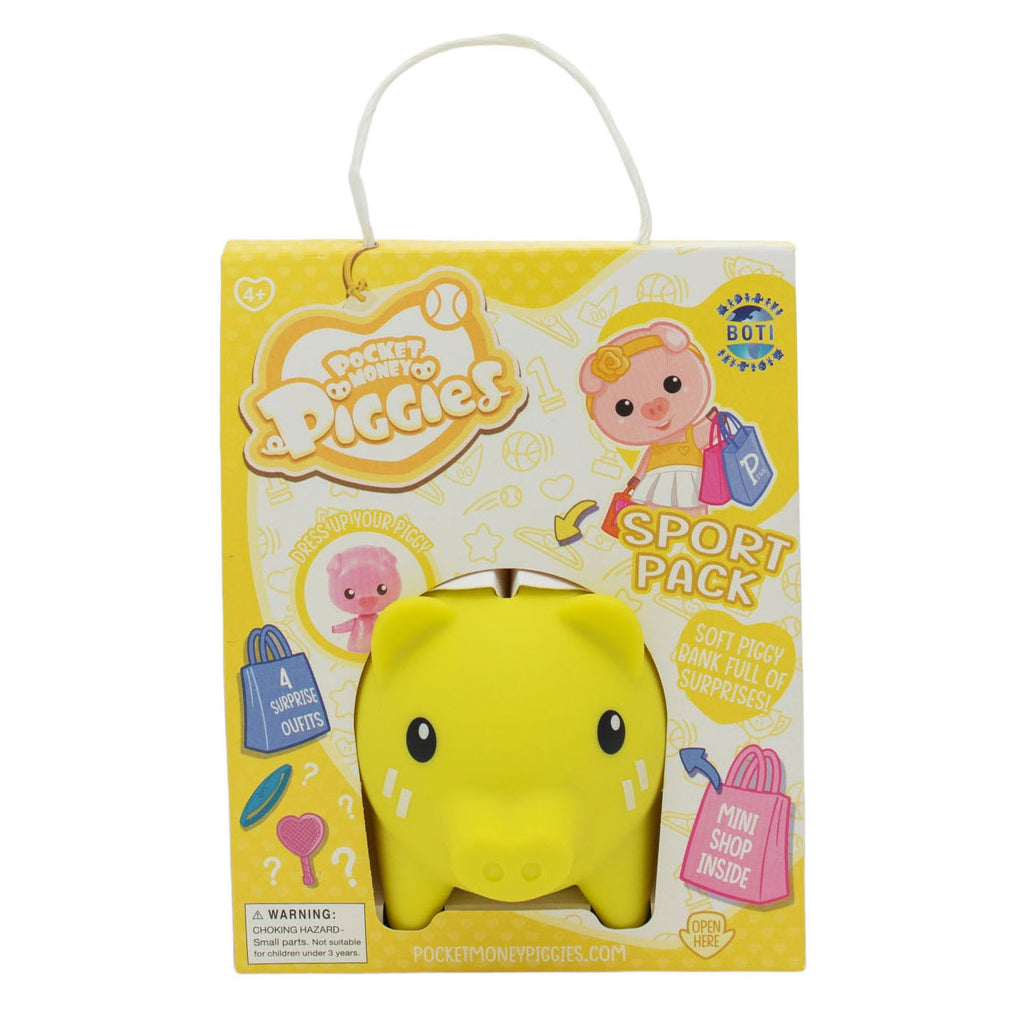 Pocket money piggies pockey money piggies speelfiguur met spaarpot - sports pack