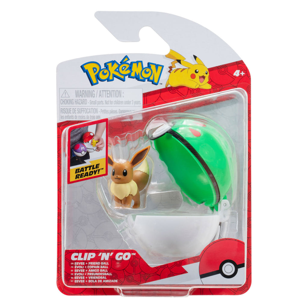 Boti pokémon clip 'n' go eevee en friend ball speelset, 2dlg.
