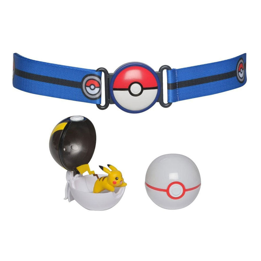 Boti pokémon clip 'n' go poke ball met blauw riem speelset, 4dlg.