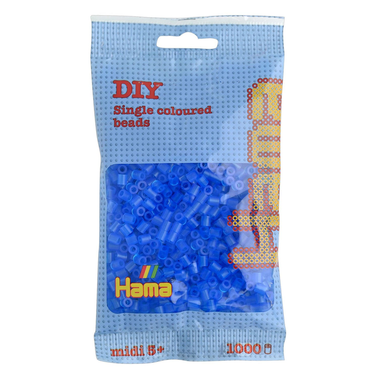 Hama midi strijkkralen - blauw transparant (015), 1000st.