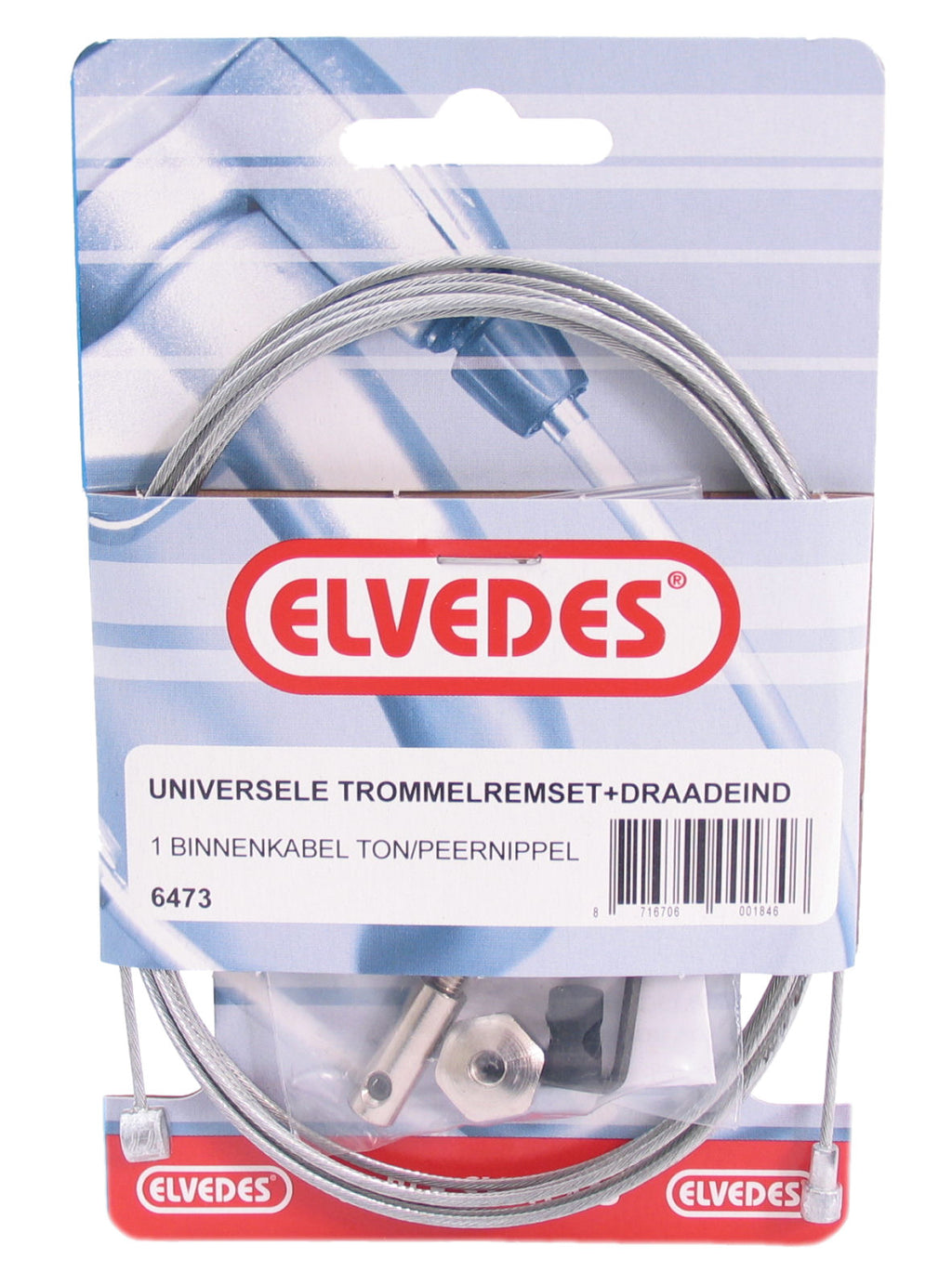 Elvedes trommelrem binnenkabel 2250mm verzinkt met onderdelen (op kaart)