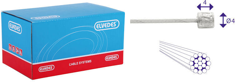 Elvedes schakel binnenkabel 3000mm rvs ø1,1mm shimano sram nippel (op kaart) - zilver