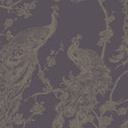 DUTCH WALLCOVERINGS DUTCH WALLCOVERINGS Behang Peacock paars en zilverkleurig