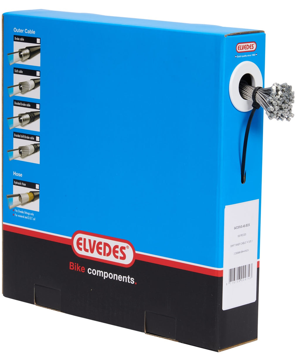 Elvedes schakel binnenkabel 2250 mm 7 x 7 draads rvs ø1,1mm met n-nippel ø4 x 4mm (doos à 100 stuks) - zilver
