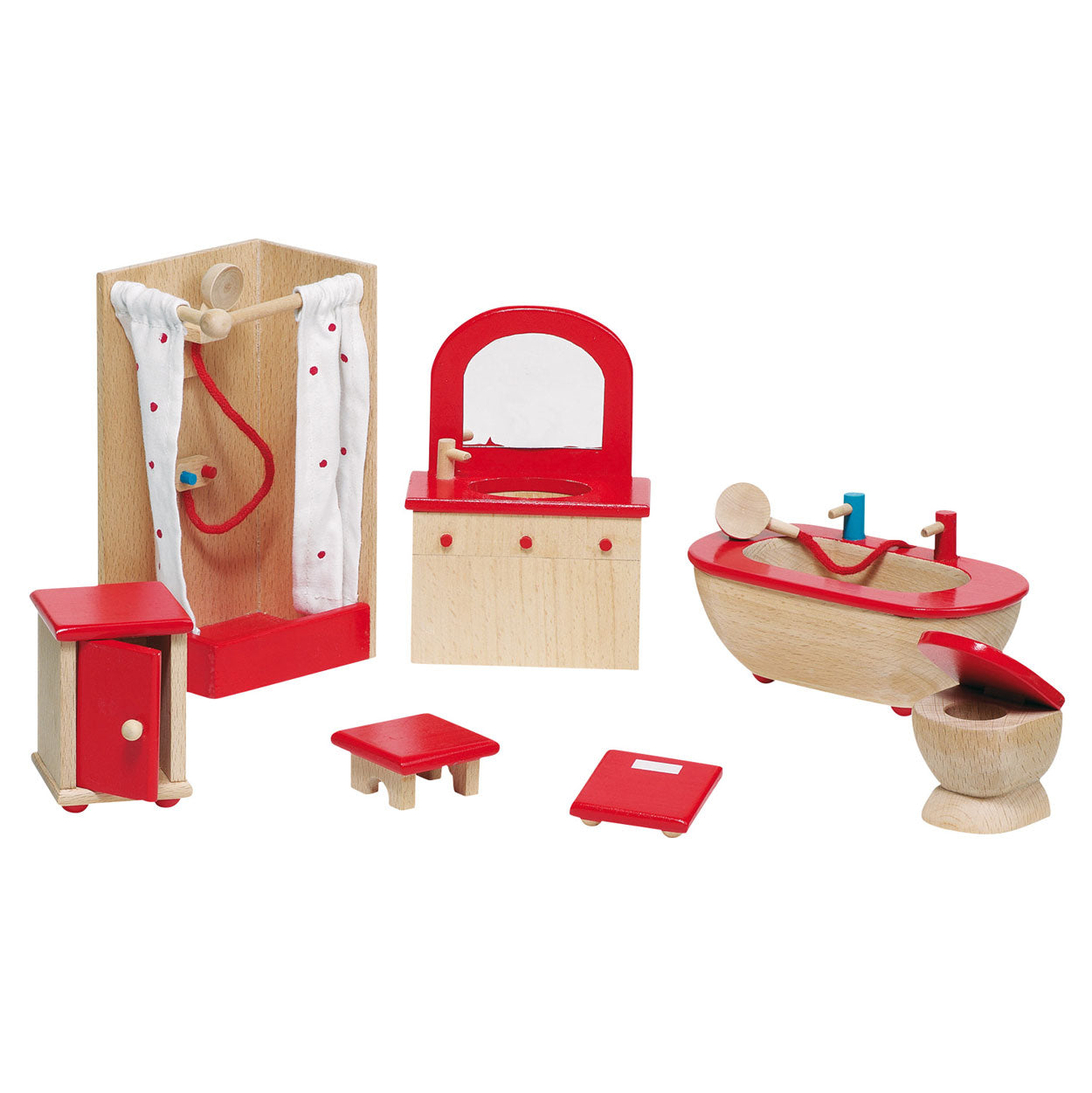 Goki poppenhuis meubeltjes badkamer