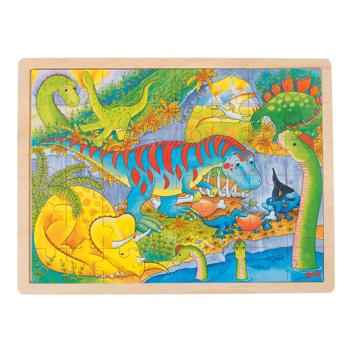 Goki houten legpuzzel - dino's, 48st.