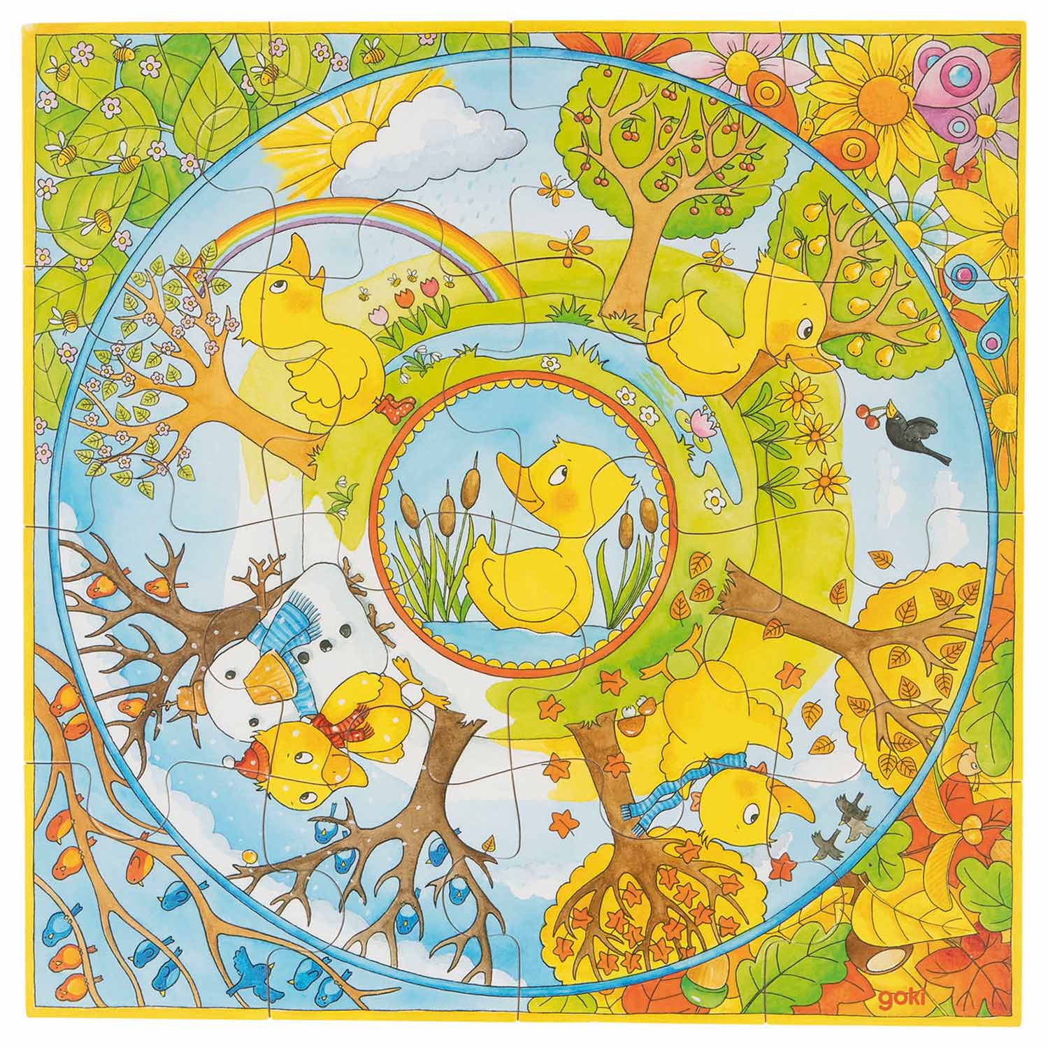 goki houten seizoenenpuzzel xl, 16st.