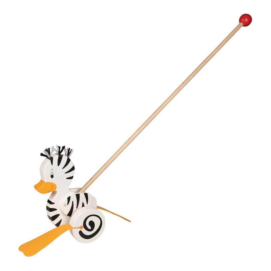 Goki houten duwfiguur zebra eend