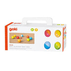 Goki houten jeu de boules spel met katoenen zak, 9dlg.