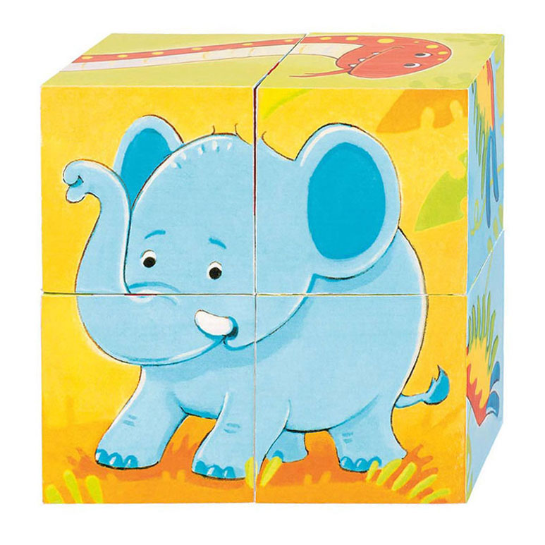 Goki houten blokpuzzel wilde dieren, 4st.