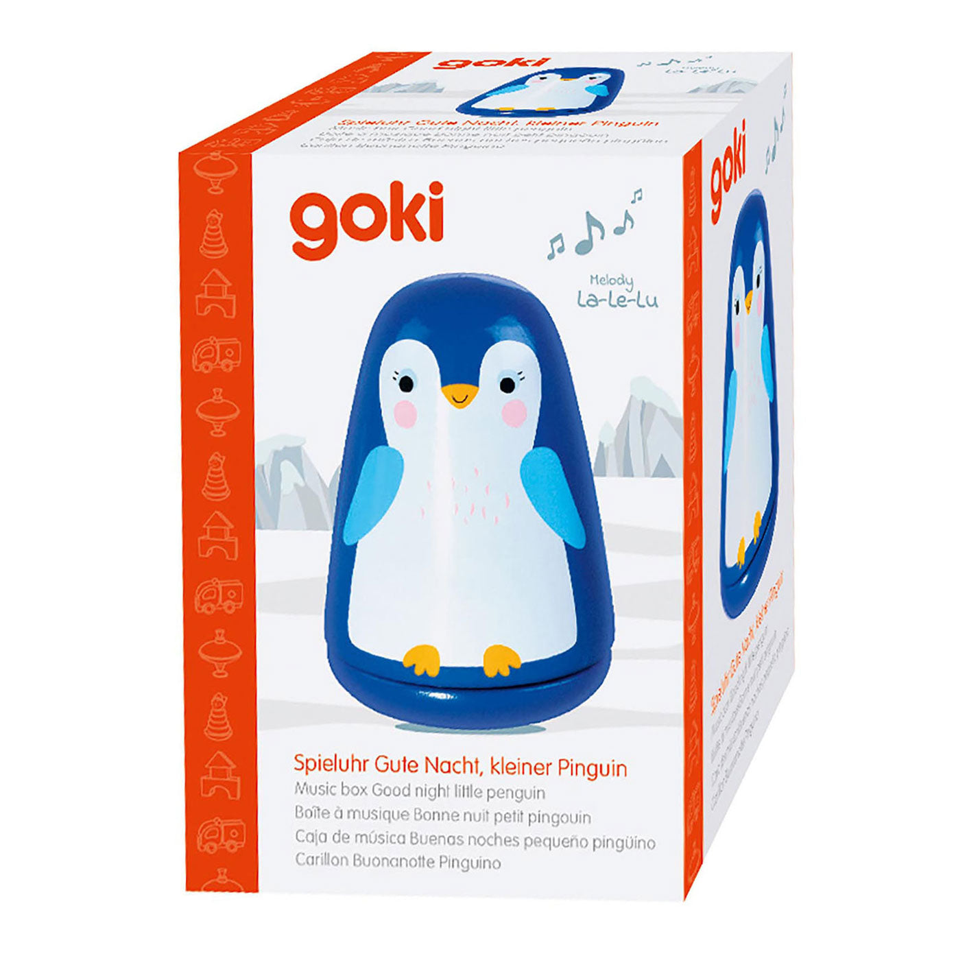 Goki houten muziekdoos kleine pinguin goede nacht