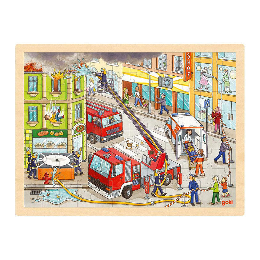 goki houten legpuzzel brandbestrijding, 96st.