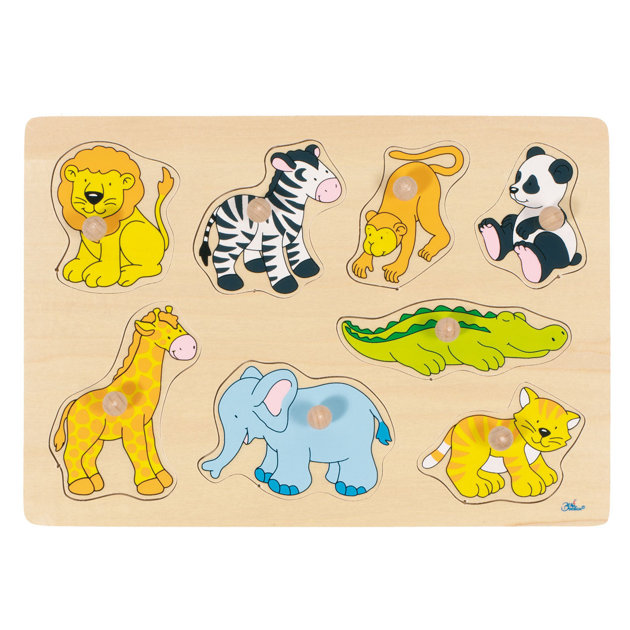goki houten noppenpuzzel wilde dieren