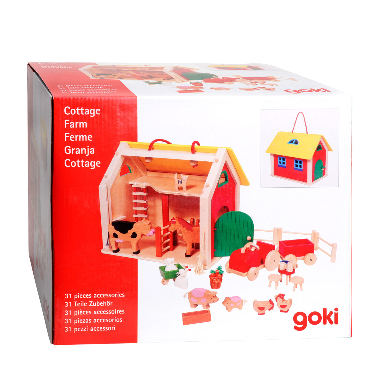 Goki houten meeneem boerderij, 31dlg.