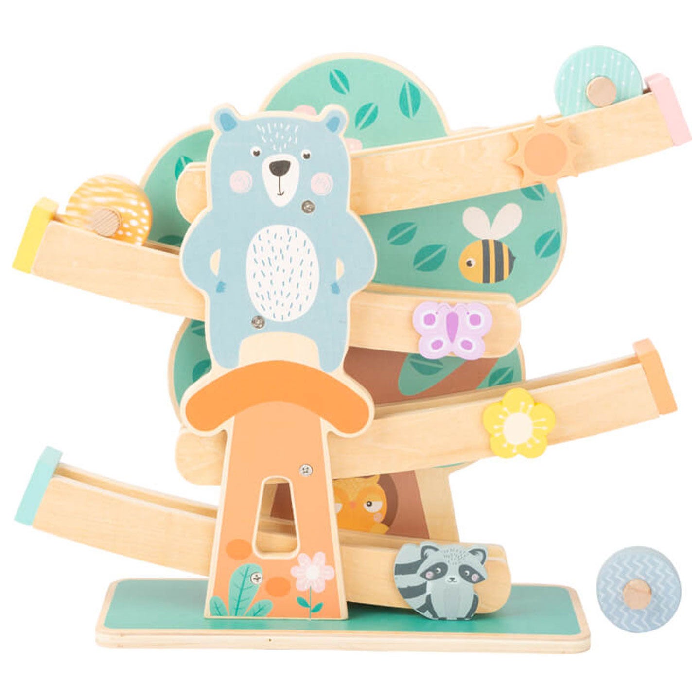 Small foot - houten knikkerbaan dieren pastel