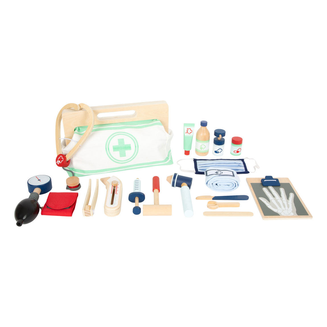 Small foot - dokterstas met houten dokter accessoires, 18dlg.