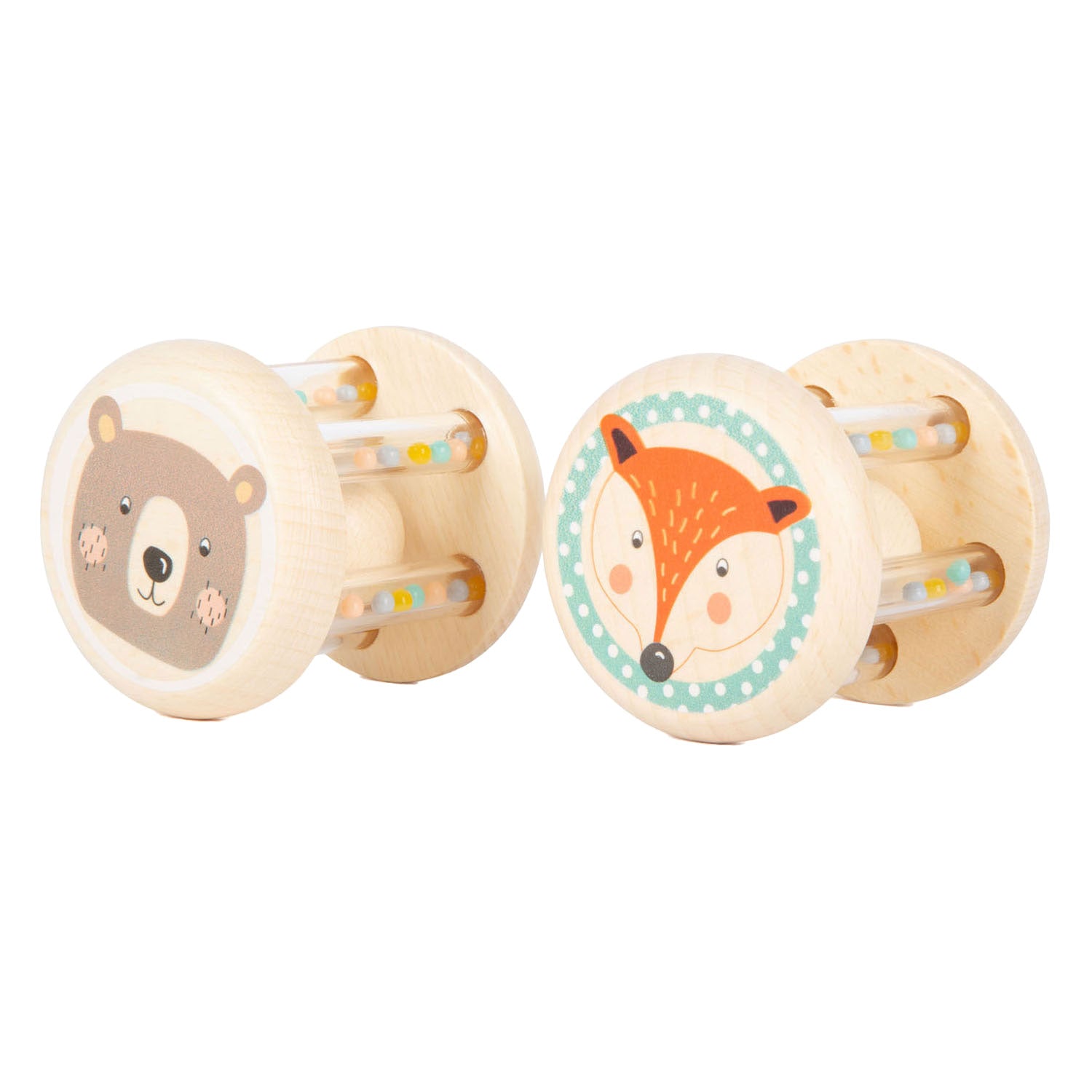 Small foot - houten rammelaar dier, set van 2