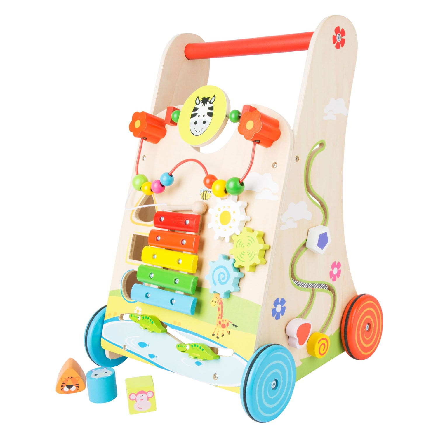 small foot - houten baby walker loopwagen kleurrijk