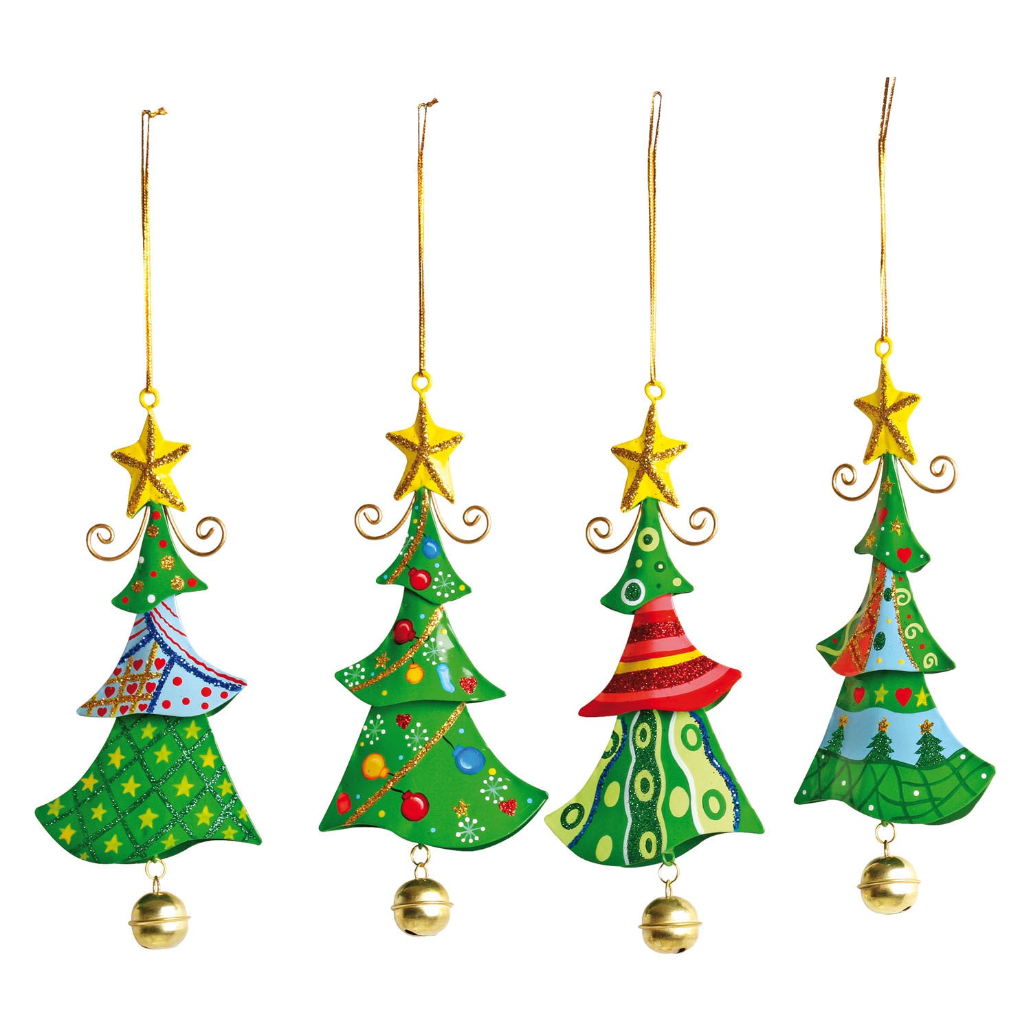 Small foot metalen kersthangers kerstboom, 4st.