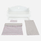 Small foot - houten poppenbed met lade en beddengoed, 4dlg.