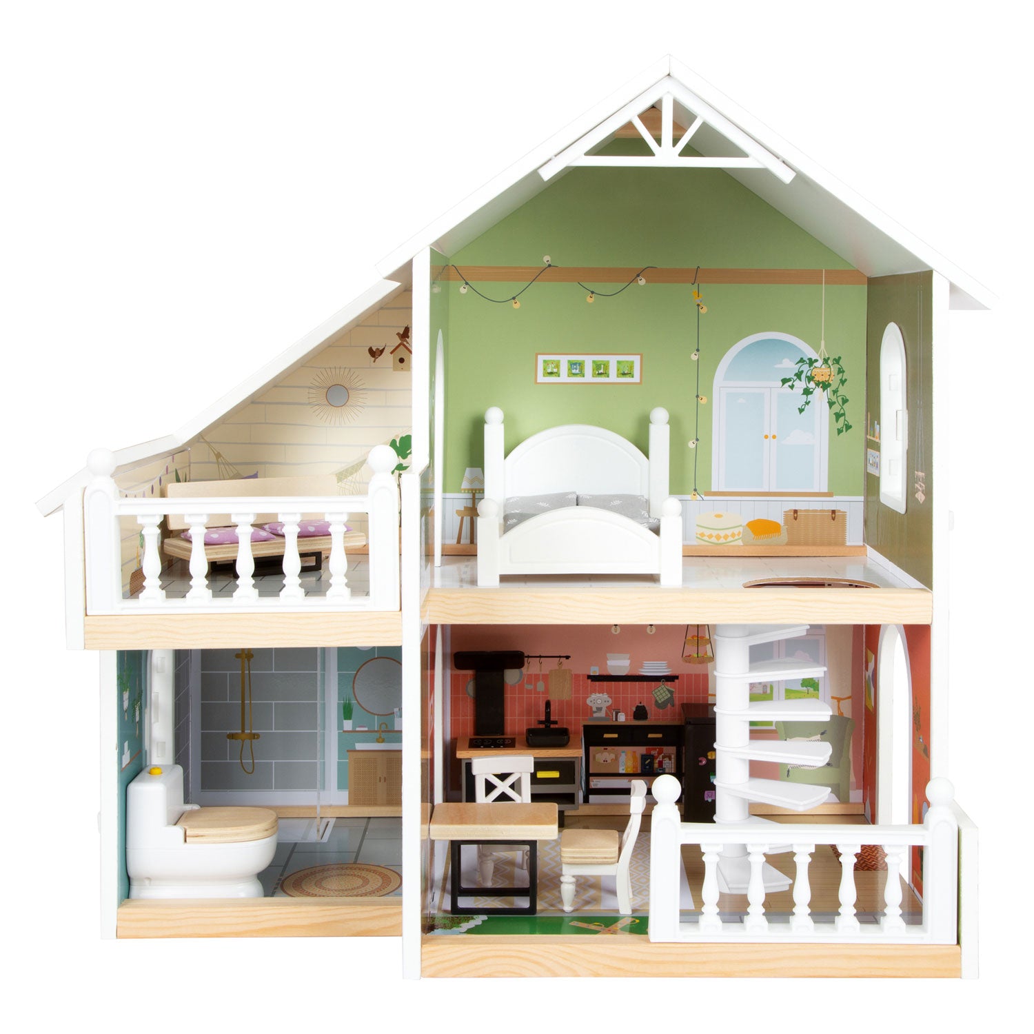 Small foot - houten urban villa poppenhuis met meubeltjes, 9dlg.