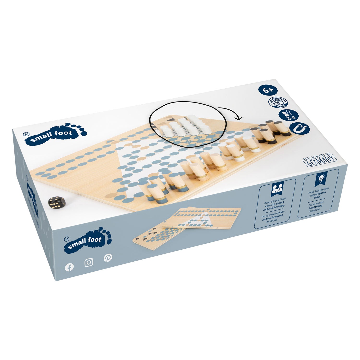 Small foot - barricade en halma houten bordspel 2in1