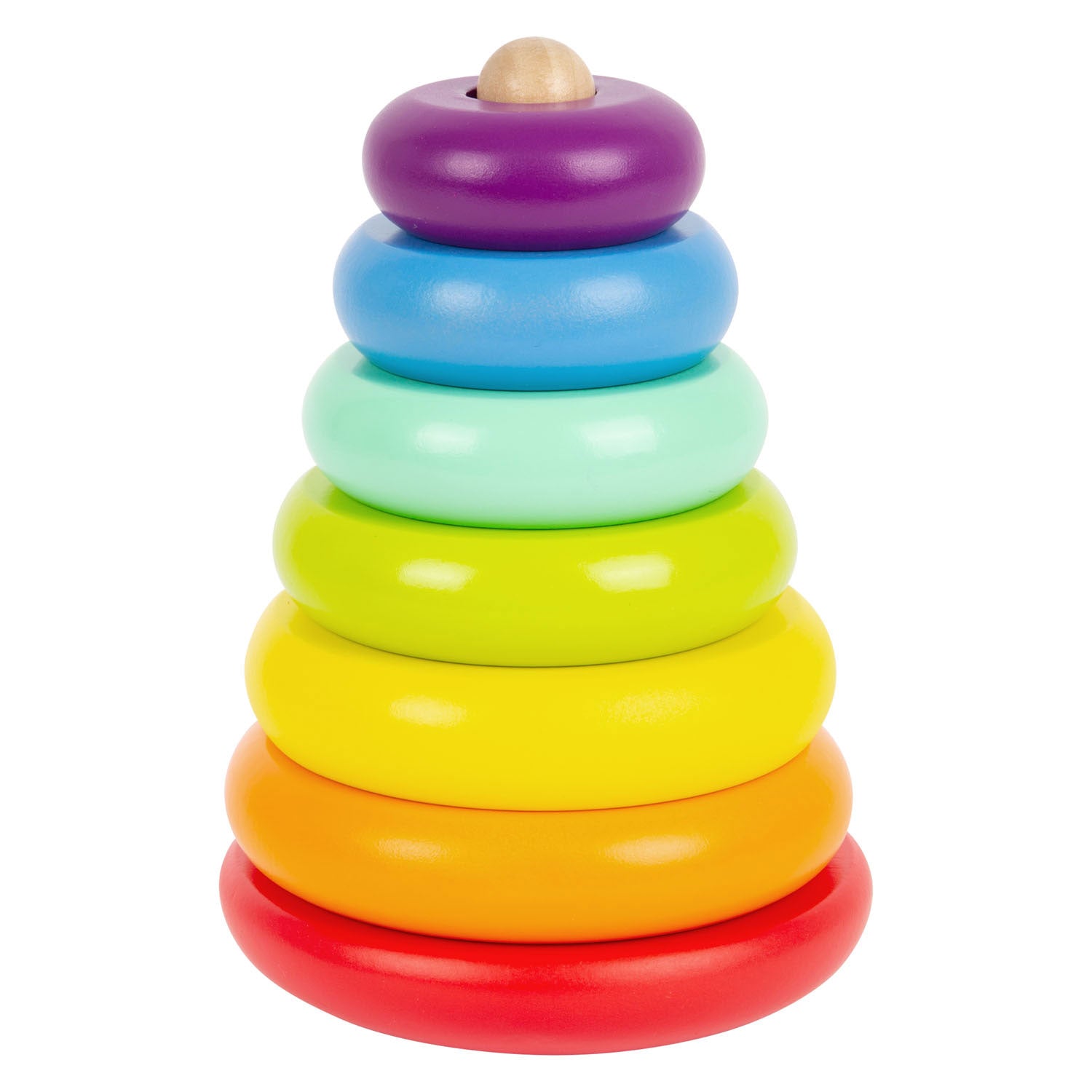 Small foot - houten stapeltoren regenboog, 7dlg.