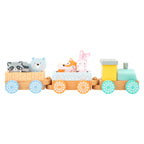 Small foot - houten trein met bosdieren pastel, 9dlg.