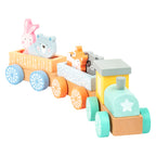 Small foot - houten trein met bosdieren pastel, 9dlg.