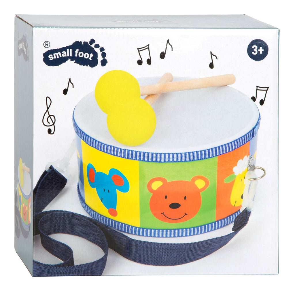 Small foot - houten trommel dieren met stokken, 3dlg.