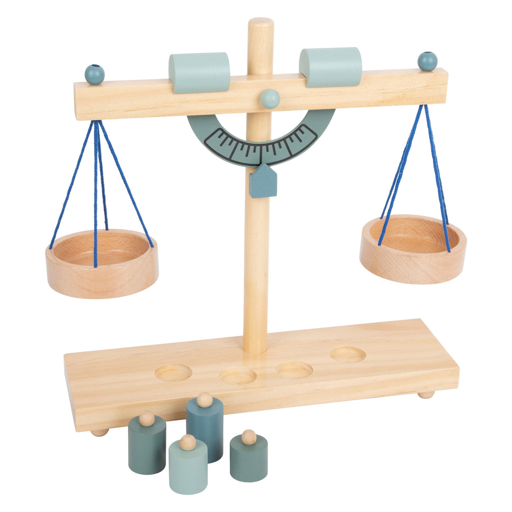 small foot - houten weegschaal met gewichten, 5dlg.